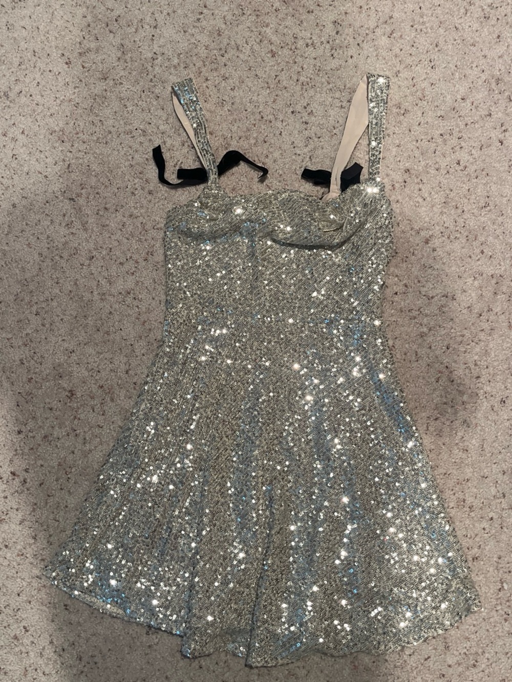 For Love and Lemons Candice Mini Dress in Silver Sequin